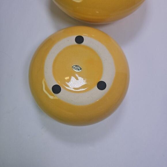 Modern Art Pottery Vases Set of 2 - Low Profile, Goldenrod Yellow, Unique Design - Picture 16 of 16